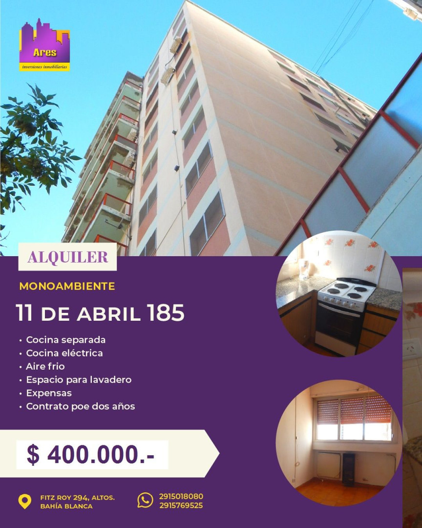 Departamento en Alquiler en 11 DE ABRIL 185, Centro, Bahía Blanca - Bahía Blanca Propiedades | SITIO OFICIAL l