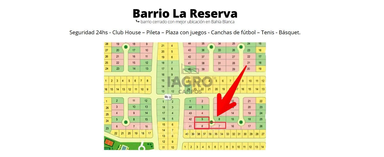 Terreno en Venta  La Reserva, Bahía Blanca - Bahía Blanca Propiedades | SITIO OFICIAL l