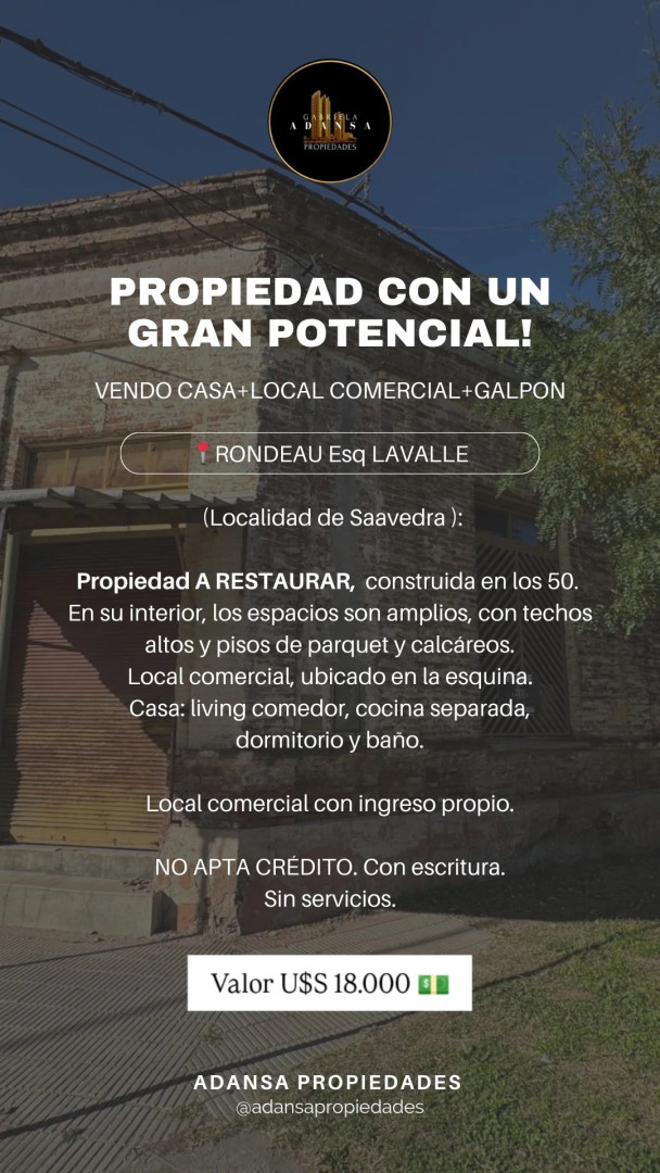 Casa en Venta en Rondeau Esq Lavalle ,  Saavedra - Bahía Blanca Propiedades | SITIO OFICIAL l