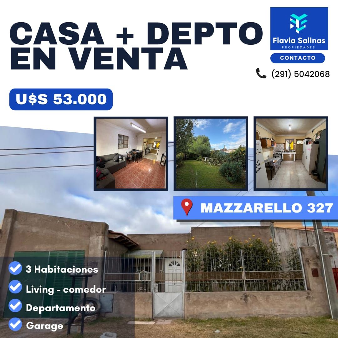 Casa + Departamento en Venta en Mazzarello 327, Villa Duprat, Bahía Blanca - Bahía Blanca Propiedades | SITIO OFICIAL l