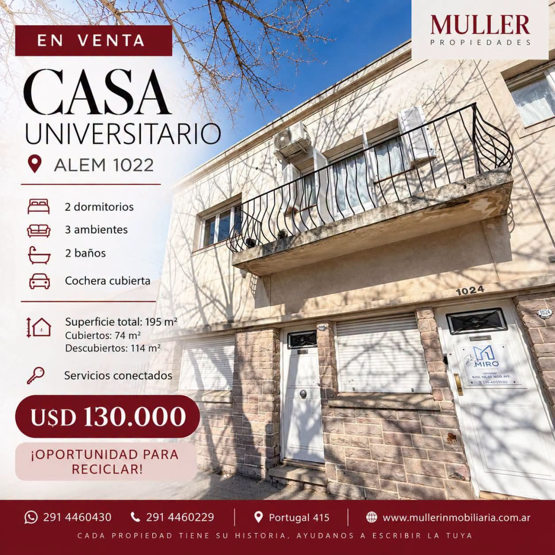 Casa en Venta en ALEM 1022, Universitario, Bahía Blanca - Bahía Blanca Propiedades | SITIO OFICIAL l