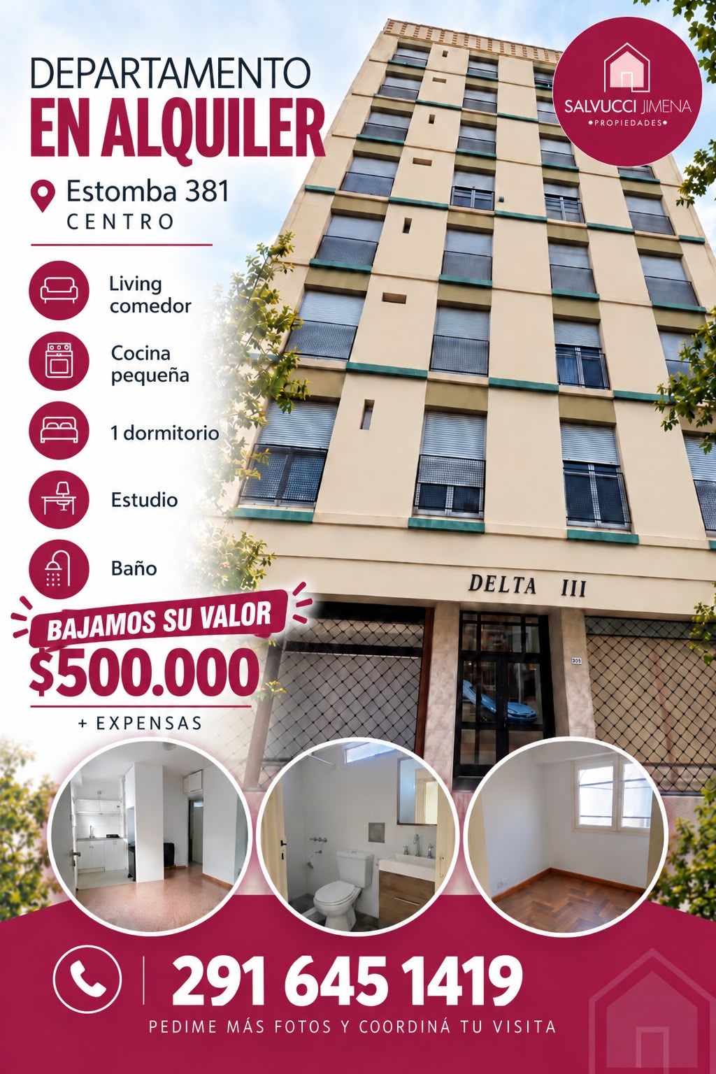 Departamento en Alquiler en Estomba 300, Centro, Bahía Blanca - Bahía Blanca Propiedades | SITIO OFICIAL l
