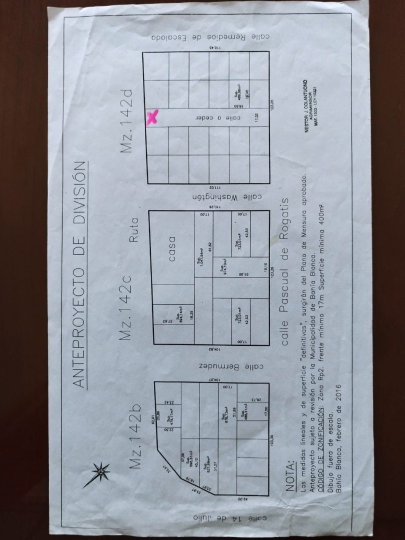 Terreno en Venta en Pascual De Arrogatis Entre Calle Washington Y Remedios De Escalada,  Bahía Blanca - Bahía Blanca Propiedades | SITIO OFICIAL l