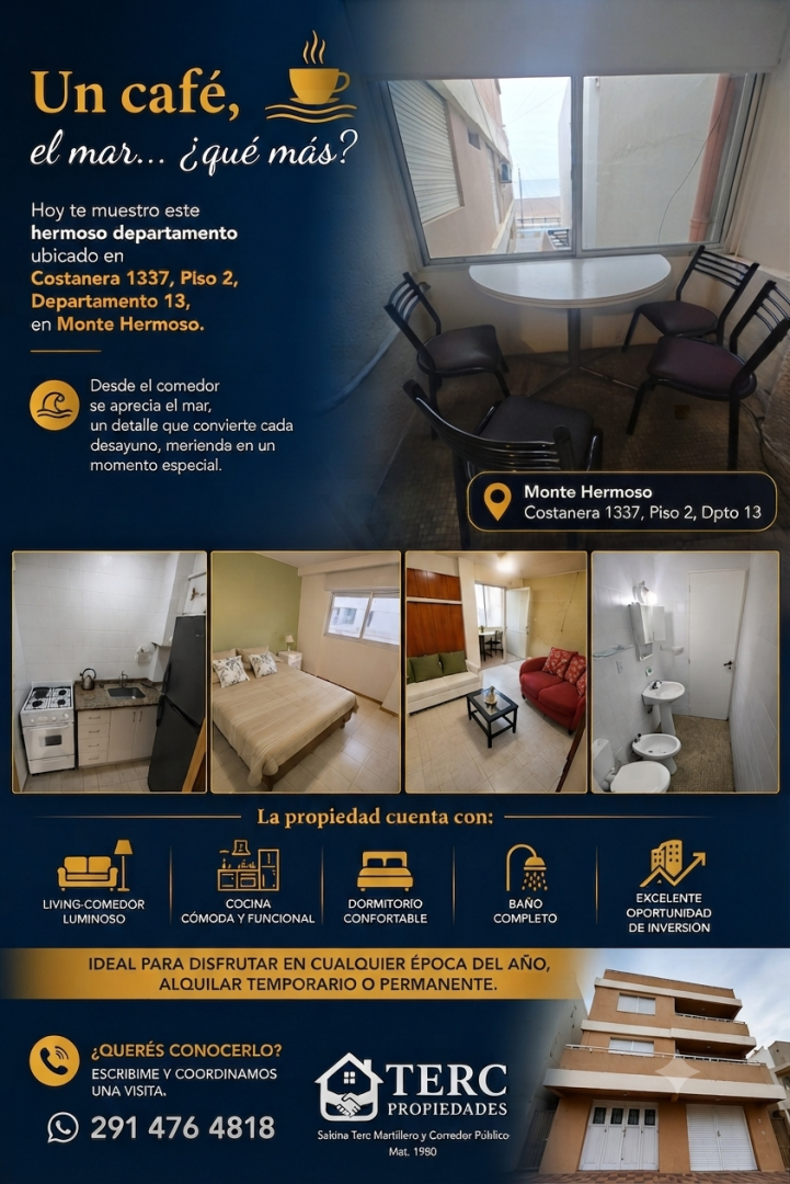 Departamento en Venta en Av. Costanera 1337 ( Juan Domingo Perón),  Monte Hermoso - Bahía Blanca Propiedades | SITIO OFICIAL l