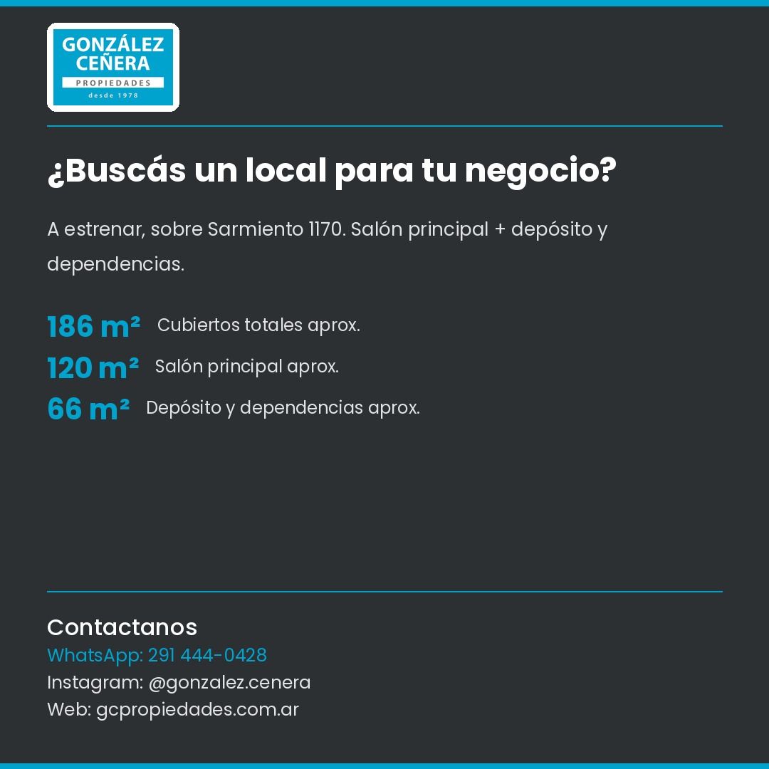 Local en Alquiler en Sarmiento 1170, La Falda, Bahía Blanca - Bahía Blanca Propiedades | SITIO OFICIAL l