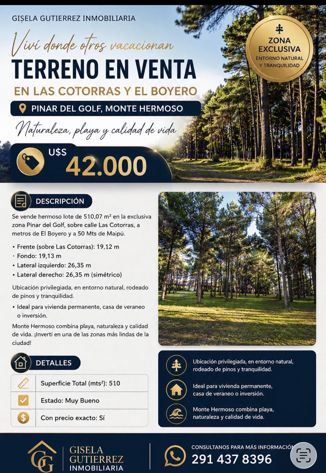 Terreno en Venta en Las Cotorras Y El Boyero , Pinar del Golf, Monte Hermoso - Bahía Blanca Propiedades | SITIO OFICIAL l