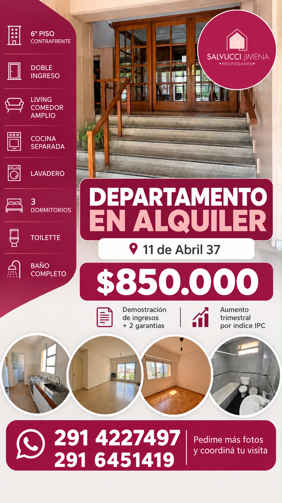 Departamento en Alquiler en 11 De Abril 37, Centro, Bahía Blanca - Bahía Blanca Propiedades | SITIO OFICIAL l