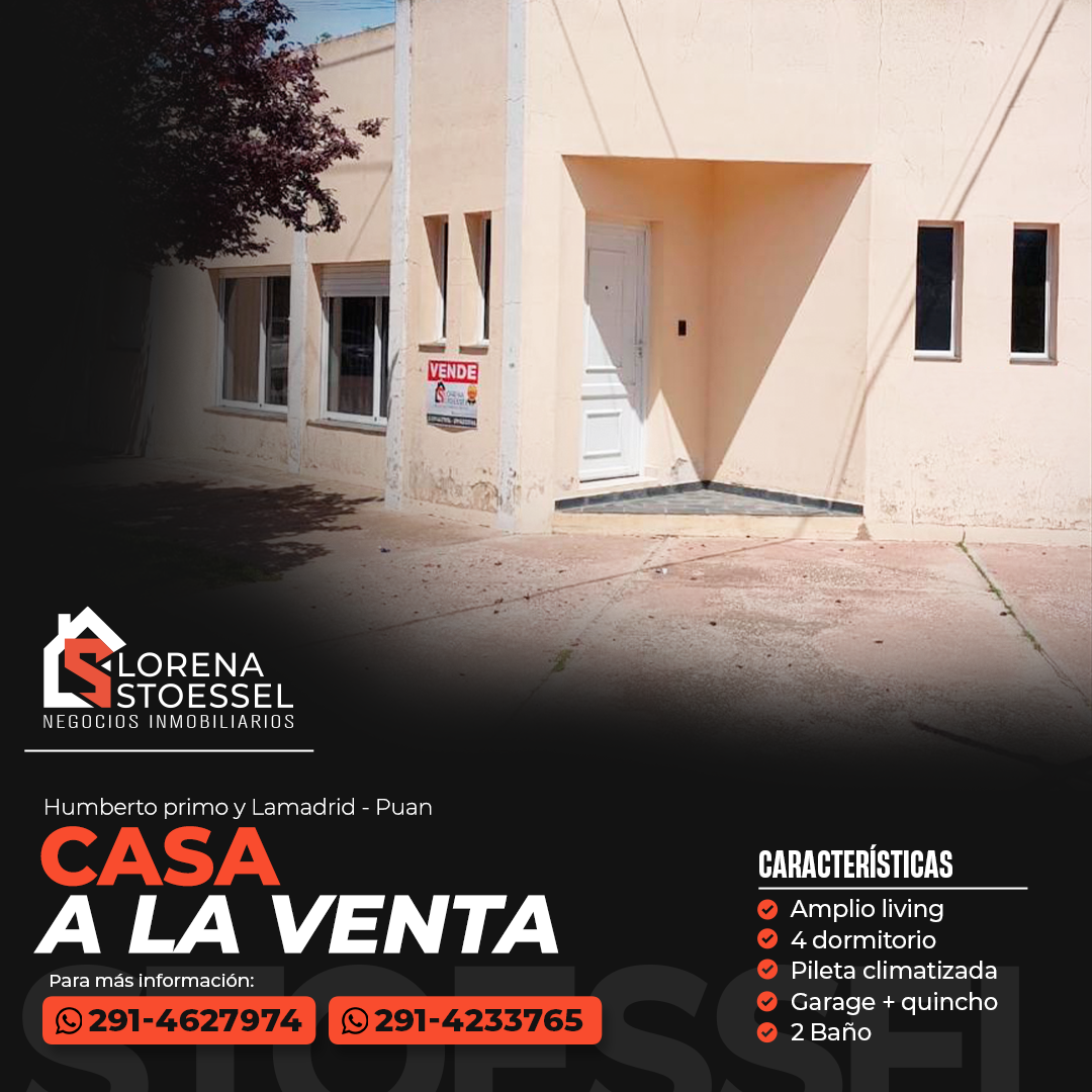 Casa en Venta en Humberto Primo Y Lamadrid,  Puan - Bahía Blanca Propiedades | SITIO OFICIAL l