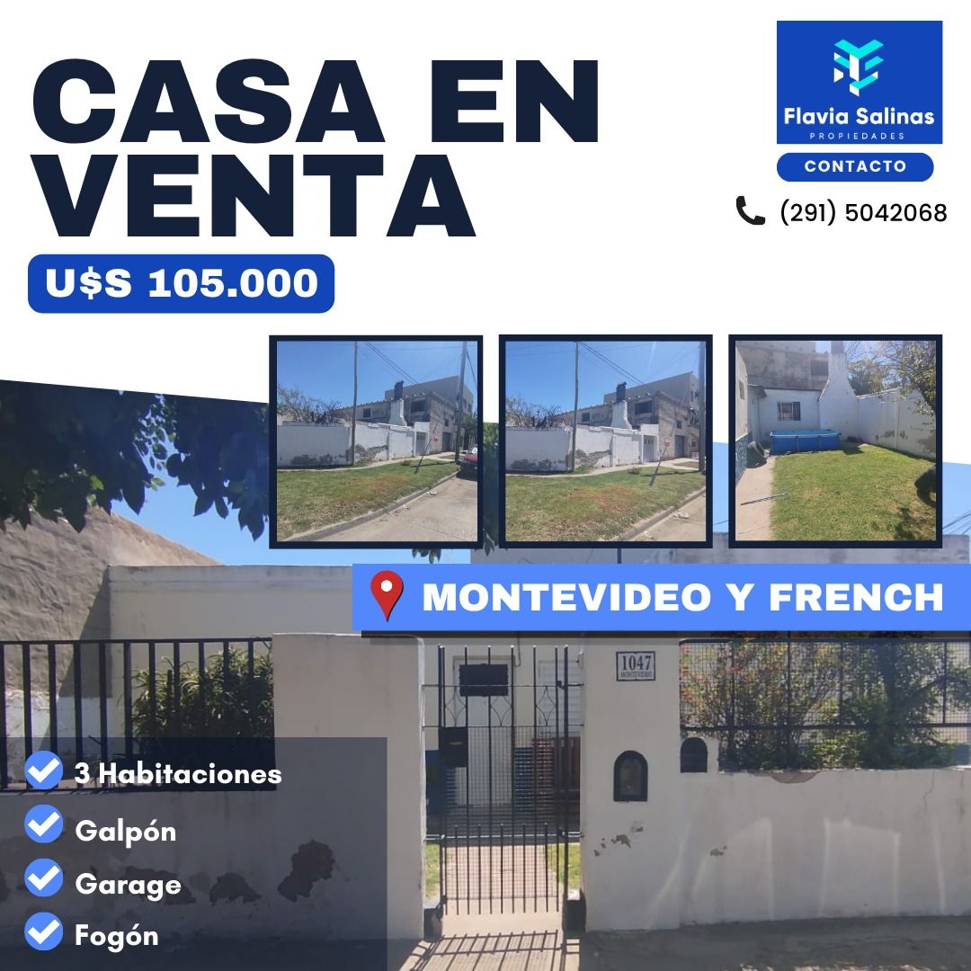Casa en Venta en Montevideo Y French, San Martin, Bahía Blanca - Bahía Blanca Propiedades | SITIO OFICIAL l