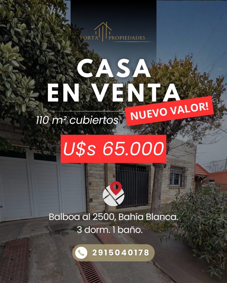 Casa en Venta en Balboa 2588, Villa Libre, Bahía Blanca - Bahía Blanca Propiedades | SITIO OFICIAL l