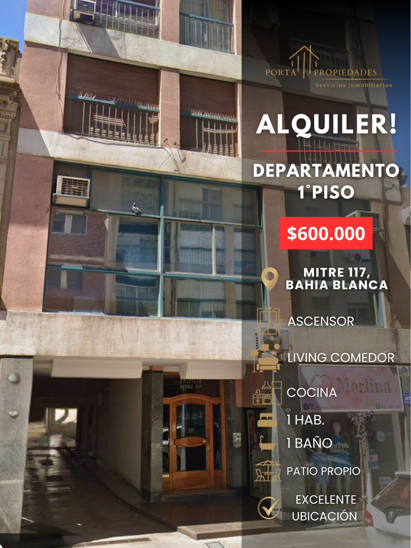 Departamento en Alquiler en MITRE 117, Centro, Bahía Blanca - Bahía Blanca Propiedades | SITIO OFICIAL l