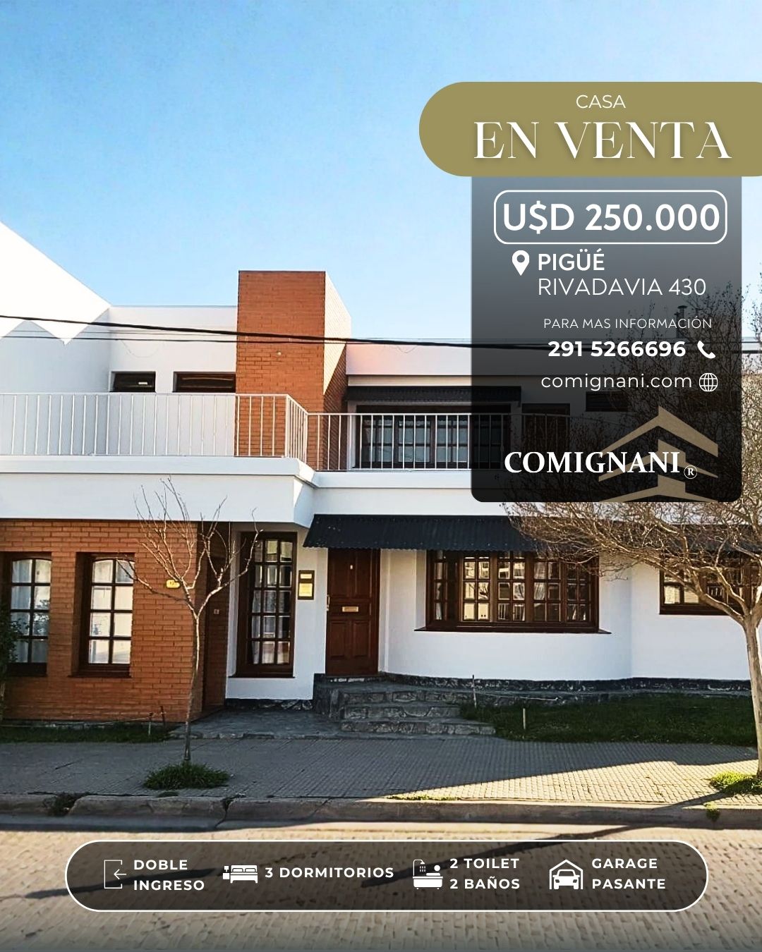 Casa en Venta en Bernardino Rivadavia 430,  Pigüe - Bahía Blanca Propiedades | SITIO OFICIAL l