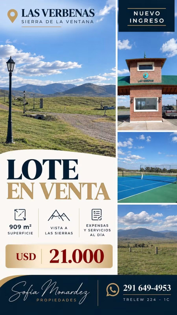 Terreno en Venta  Las Verbenas , Sierra de  la Ventana - Bahía Blanca Propiedades | SITIO OFICIAL l