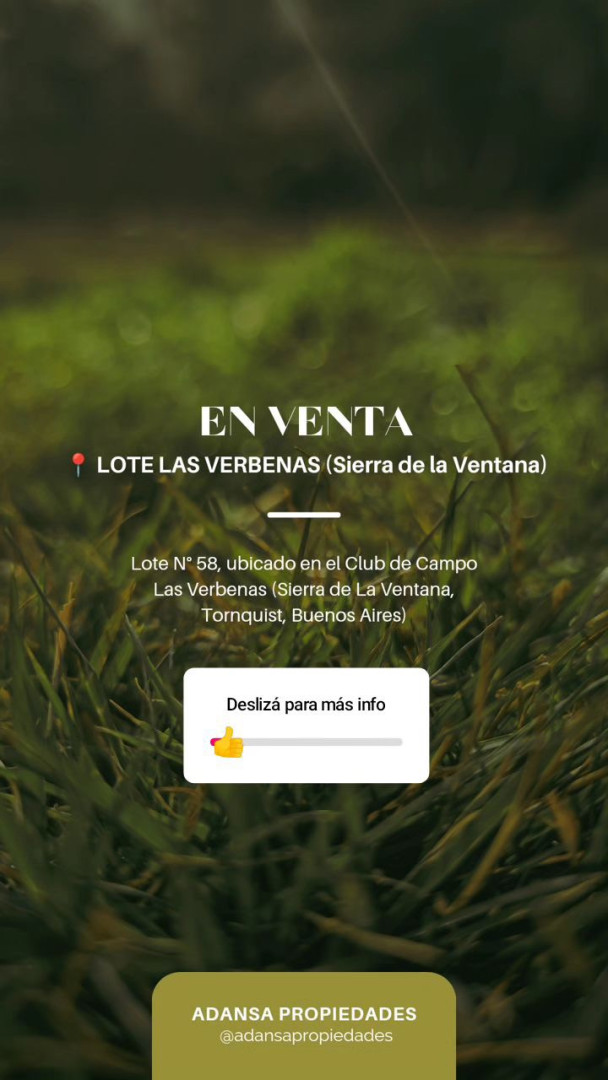 Terreno en Venta en Lote 58, Las Verbenas , Sierra de  la Ventana - Bahía Blanca Propiedades | SITIO OFICIAL l