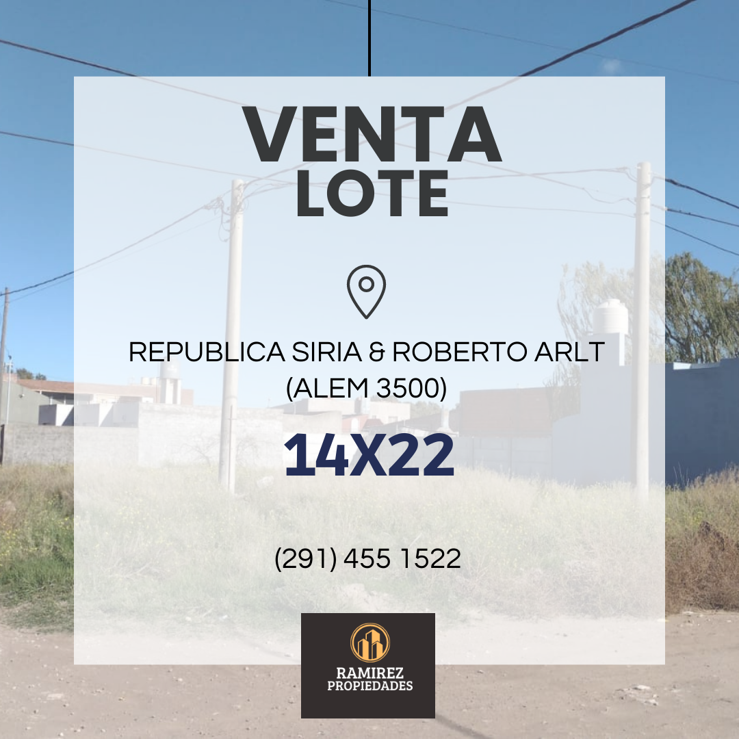 Terreno en Venta en Republica Siria Y Roberto Arlt ,  Bahía Blanca - Bahía Blanca Propiedades | SITIO OFICIAL l