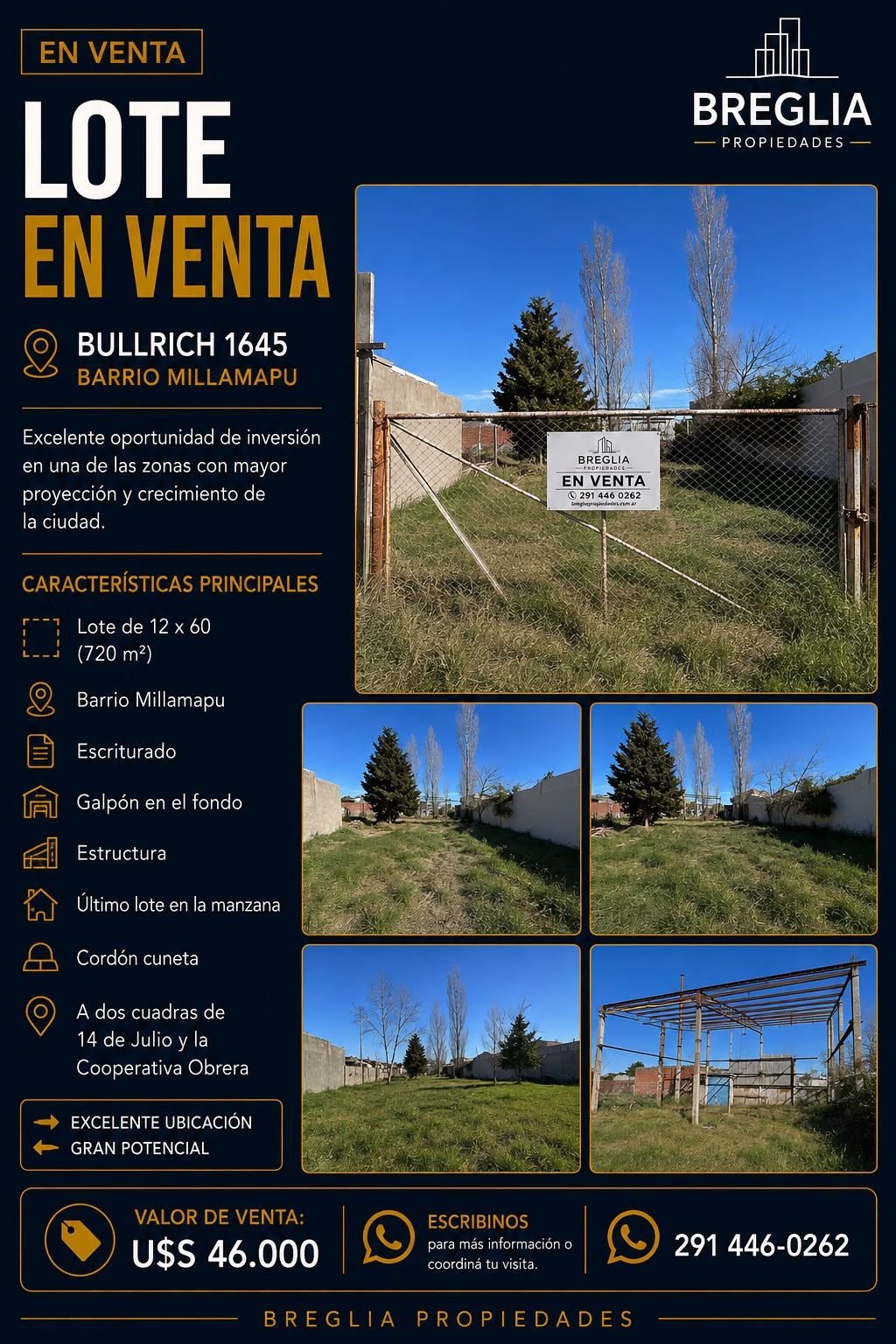 Terreno en Venta en Bullrich 1645, Millamapu, Bahía Blanca - Bahía Blanca Propiedades | SITIO OFICIAL l