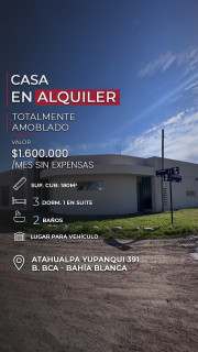 Casa en Alquiler en Viamonte Y Yupanqui,  Bahía Blanca
