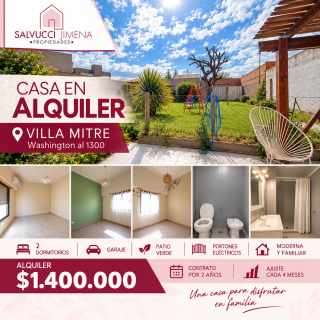 Casa en Alquiler en Washington 1300, Villa Mitre, Bahía Blanca